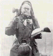 Prohibitionist Carrie Nation with axe and Bible